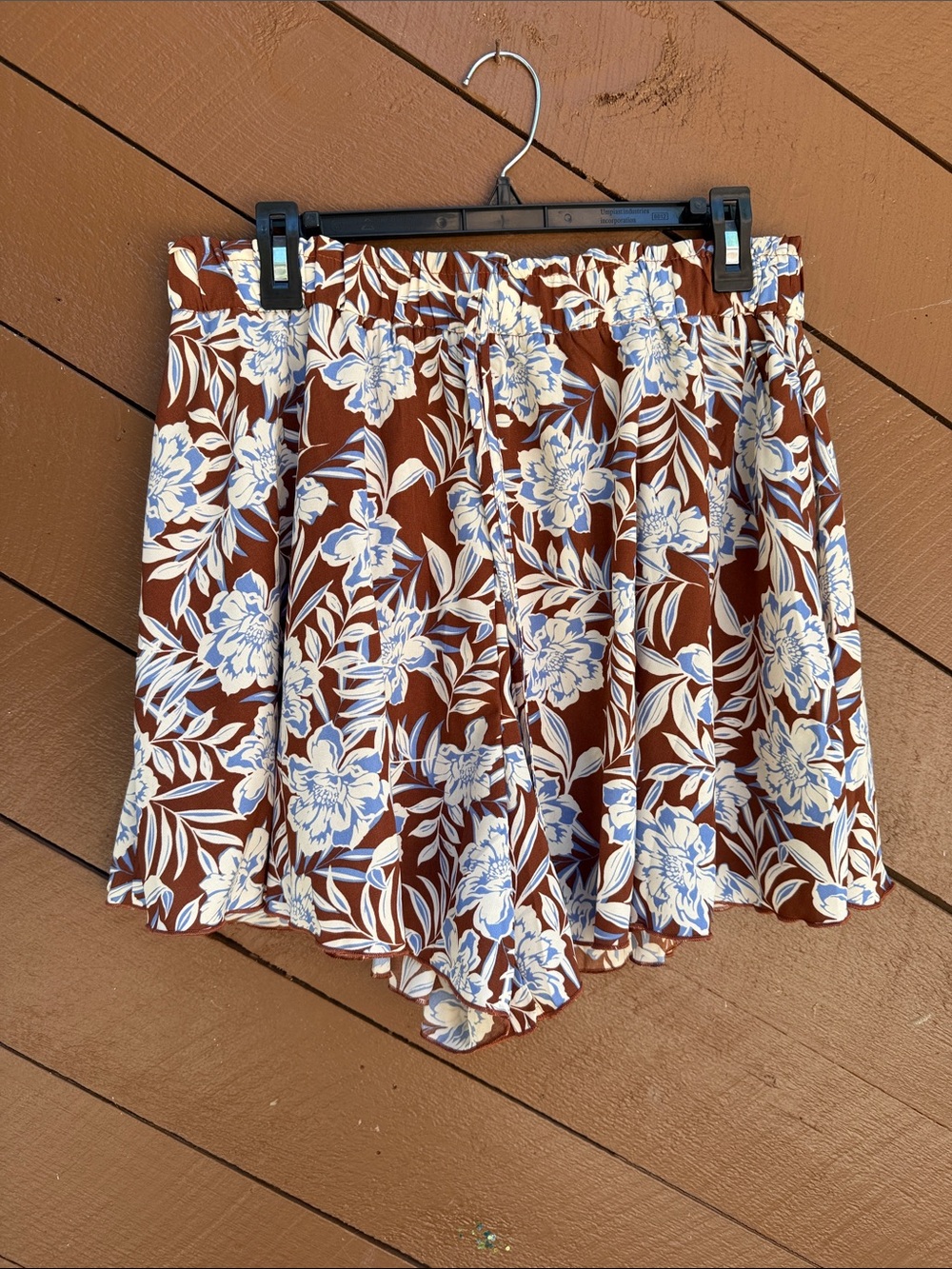 Brown Floral Women’s Skort with Blue & Cream Flowers